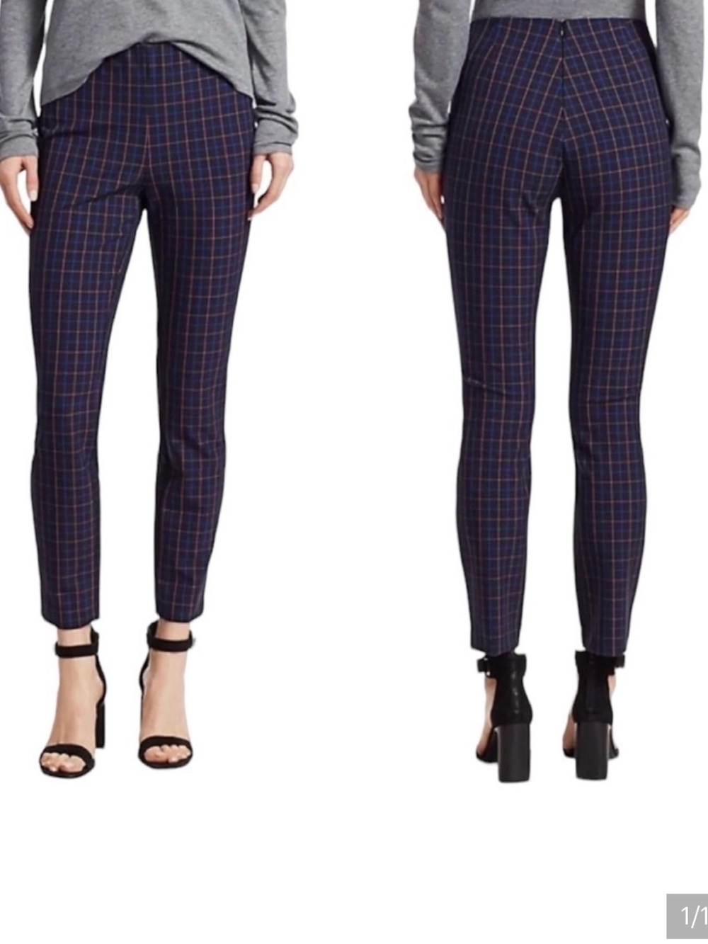 rag & bone Navy Plaid Slim Ankle Pants